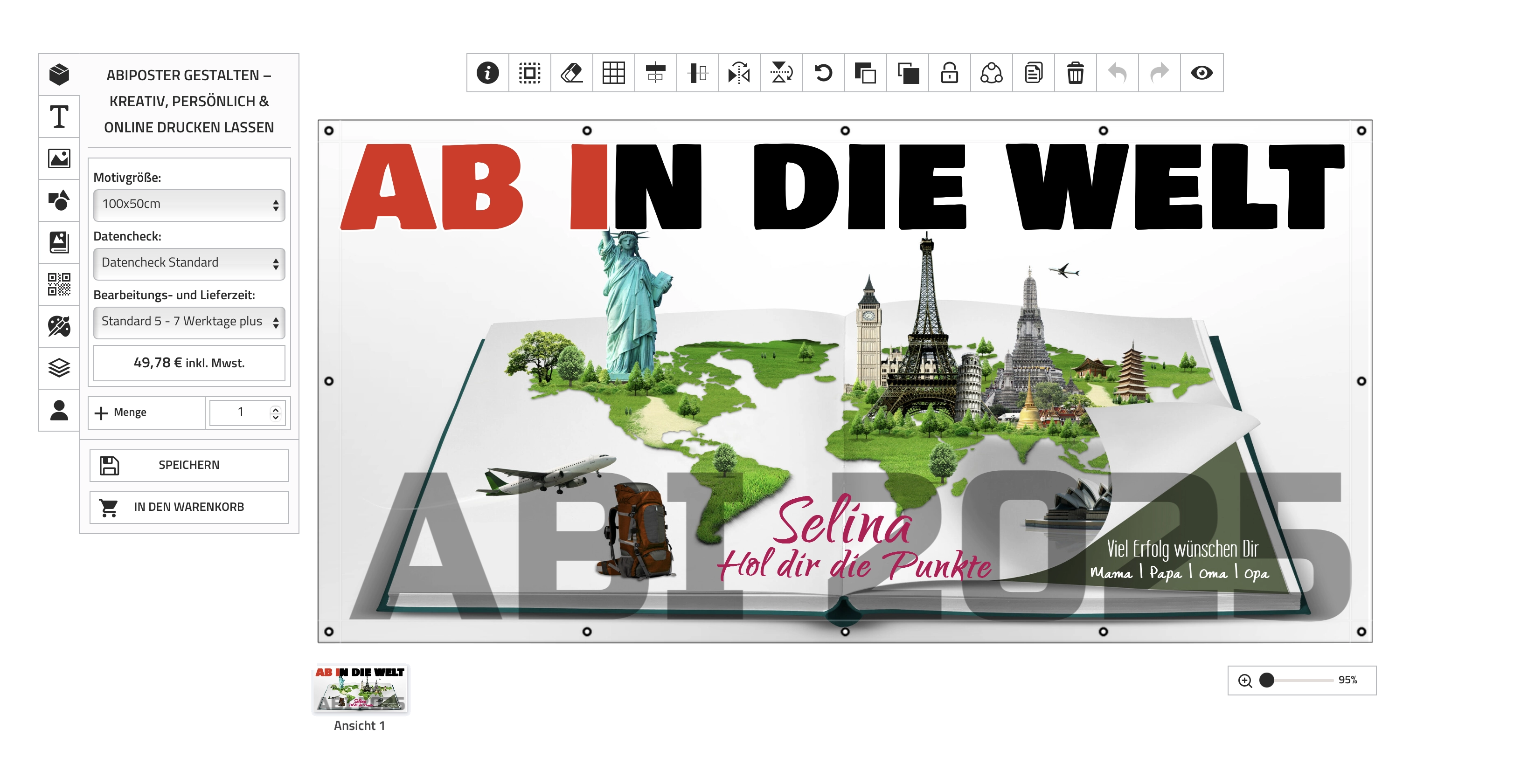 Abiplakat online gestalten – Designeransicht Superprint24