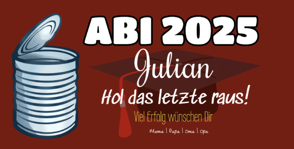 Abi-Banner zum ABI auf PVC-Banner gedruckt mit Ösen und Randverstärkung