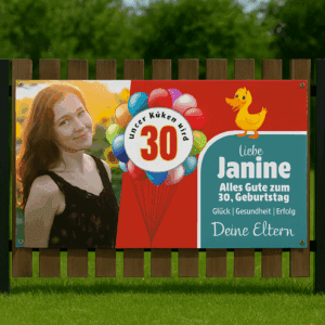 Banner zum 30 Geburtstag – individuell gestalten mit Zahl & Wunschtext