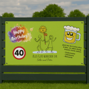 Geburtstagsbanner 40 Geburtstag – individuell gestalten mit Text & Zahl