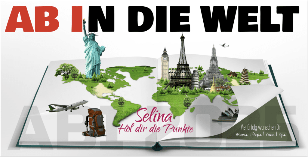 abi-banner-abibanner-ab-in-die-welt Abiposter mit Wahrzeichen New York, London, Pisa zum individuellen anpassen und online selbst gestalten