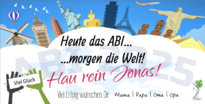 Abibanner Weltreise - Abiposter individuell anpassen und einfach online gestalten