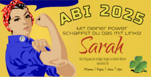 Abi Motivationsbanner mit Muskelfrau - Du schaffst das