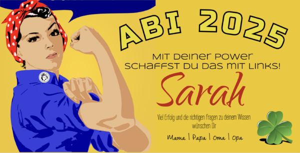 Abi Motivationsbanner mit Muskelfrau - Du schaffst das