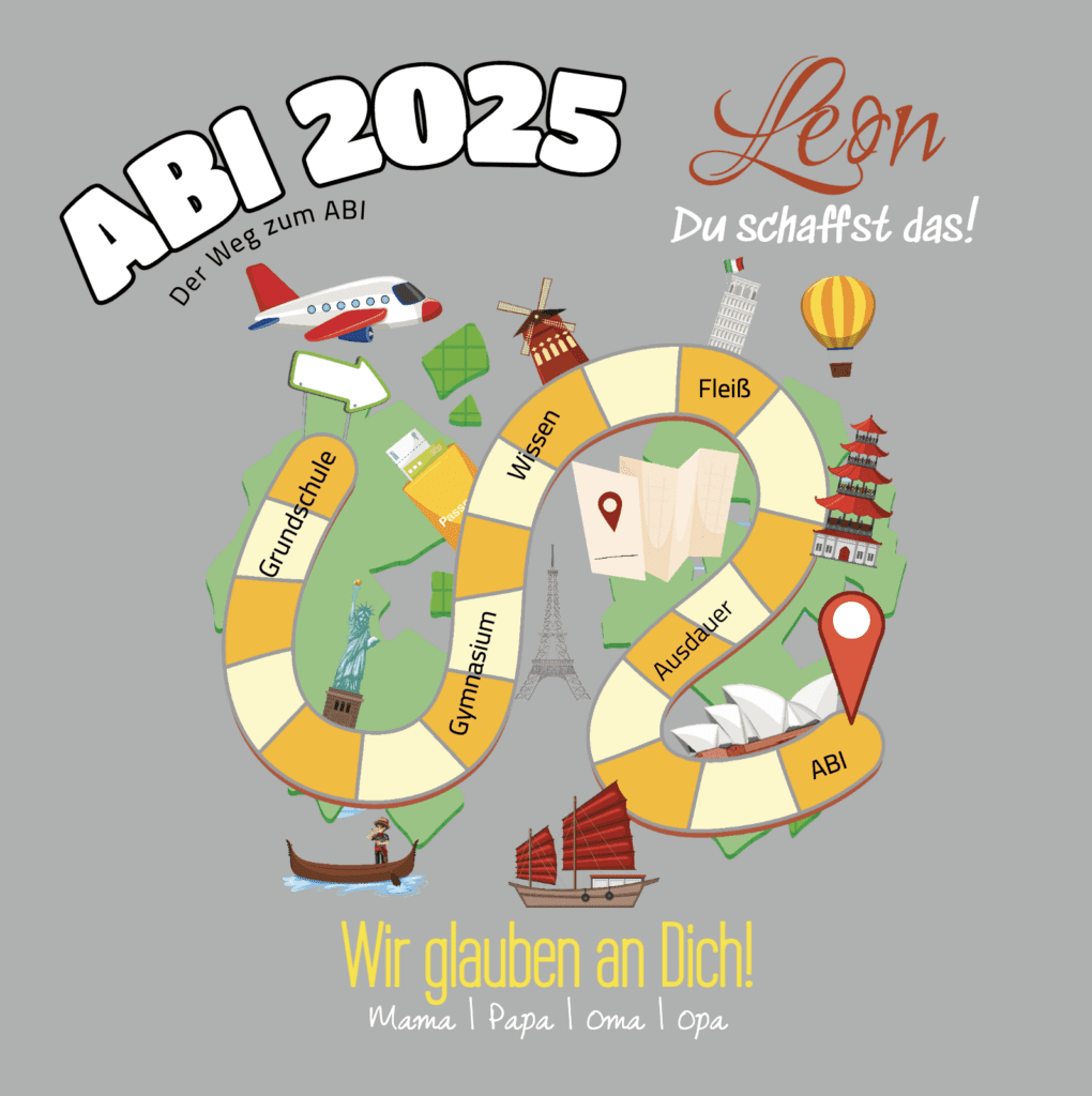 abiplakat-der-weg-zum-abi Abi Plakate drucken - Der Weg zum Abi in grau mit toller Grafik