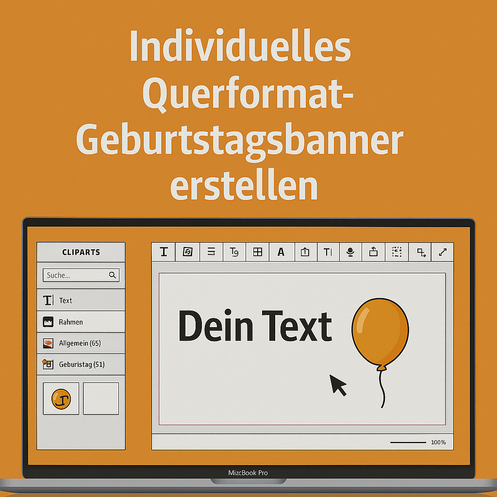 Geburtstagsbanner online gestalten mit Wunschtext und Foto – direkt im Browser anpassbar