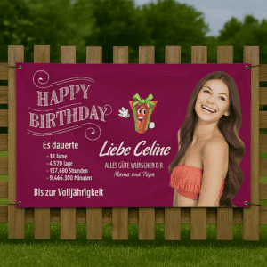 Geburtstagsbanner drucken – individuell gestaltet mit Wunschtext