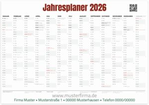Jahresplaner Jahreskalender DIN A0 - Wandkalender zum online individuell anpassen